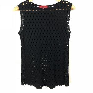 Red by Saks Fifth Avenue Sleeveless Eyelit Top